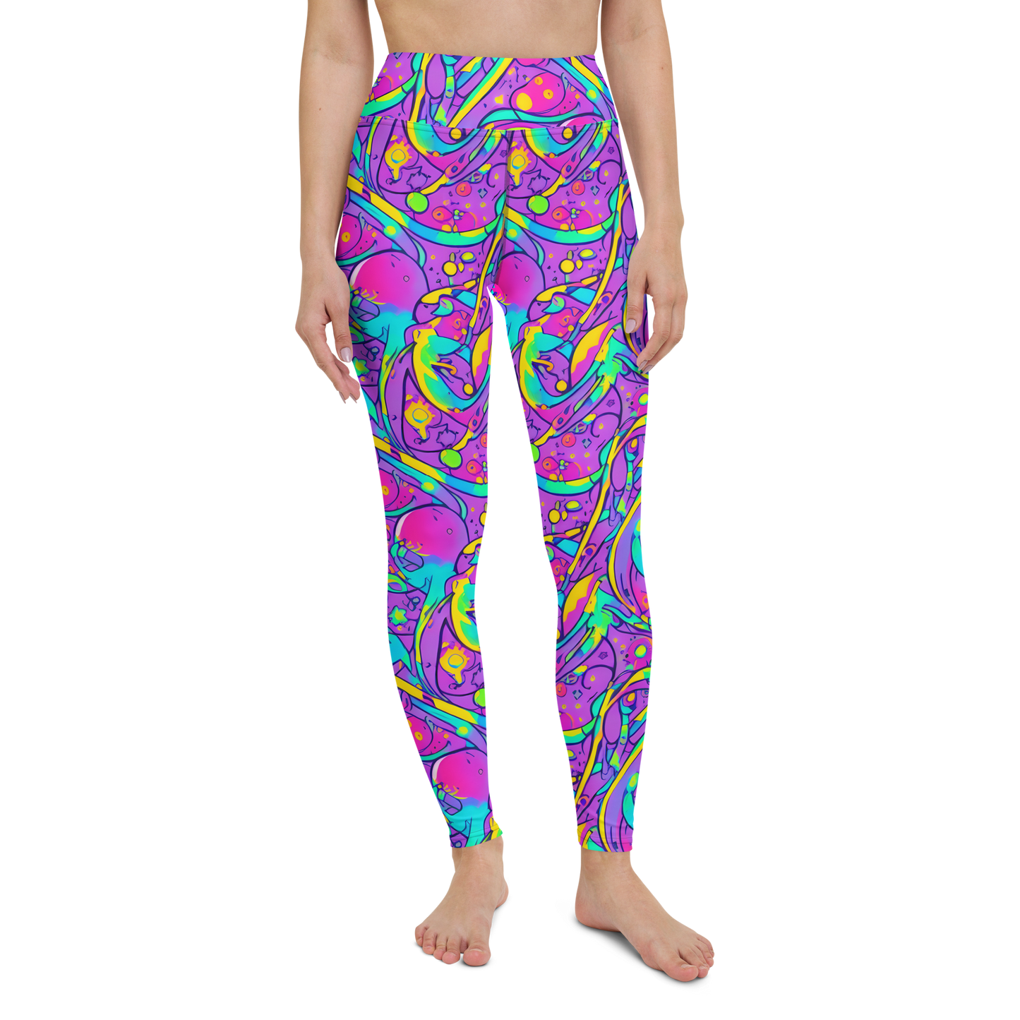 Yoga Leggings - Neon Galaxy Whirl