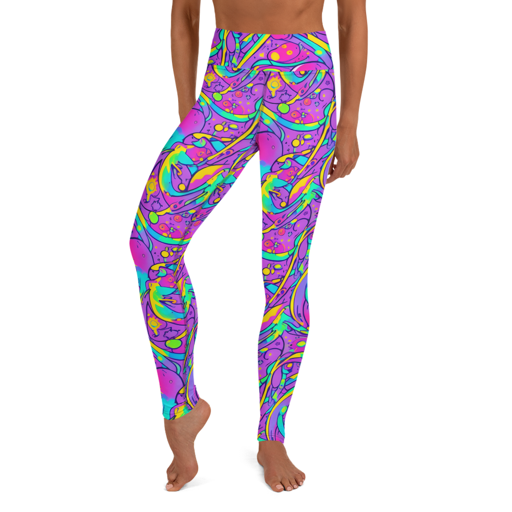 Yoga Leggings - Neon Galaxy Whirl