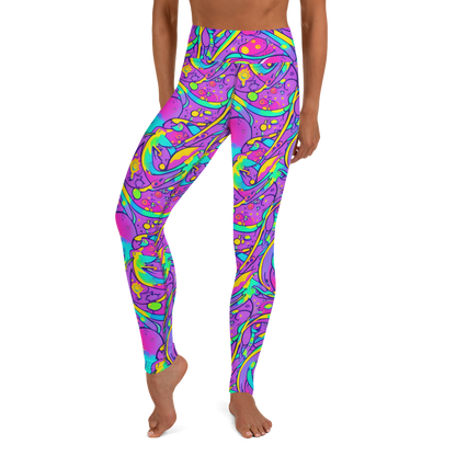 Yoga Leggings - Neon Galaxy Whirl