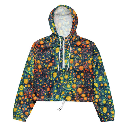 Women's Cropped Windbreaker - Starry Orbits