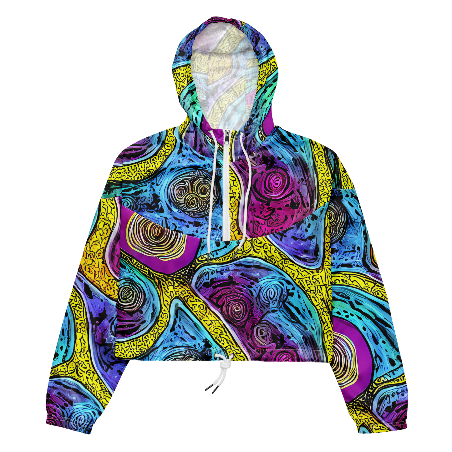 Women's Cropped Windbreaker - Orbiting Orbs