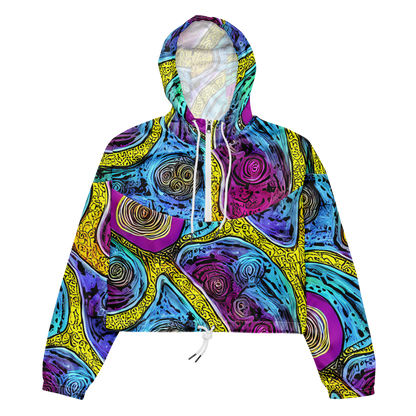 Women's Cropped Windbreaker - Orbiting Orbs