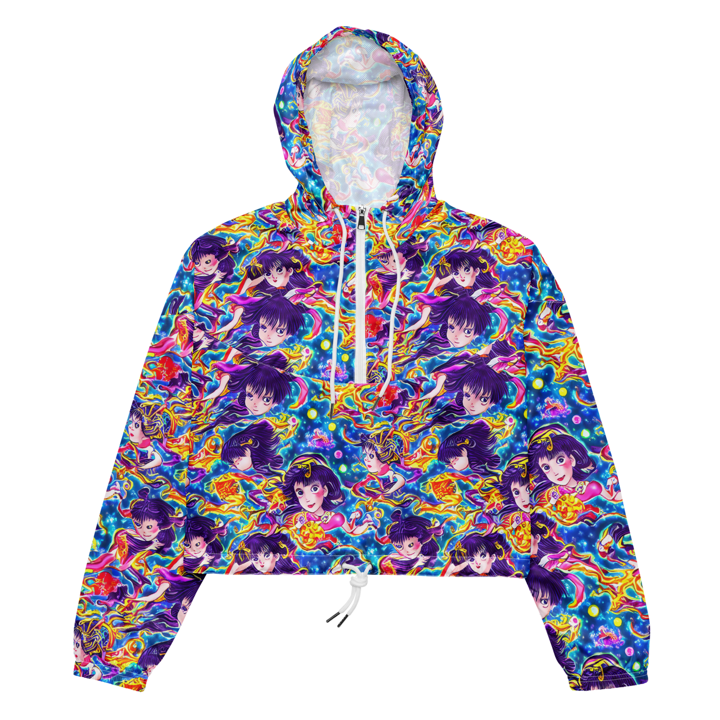 Women's Cropped Windbreaker - Aquatic Whim