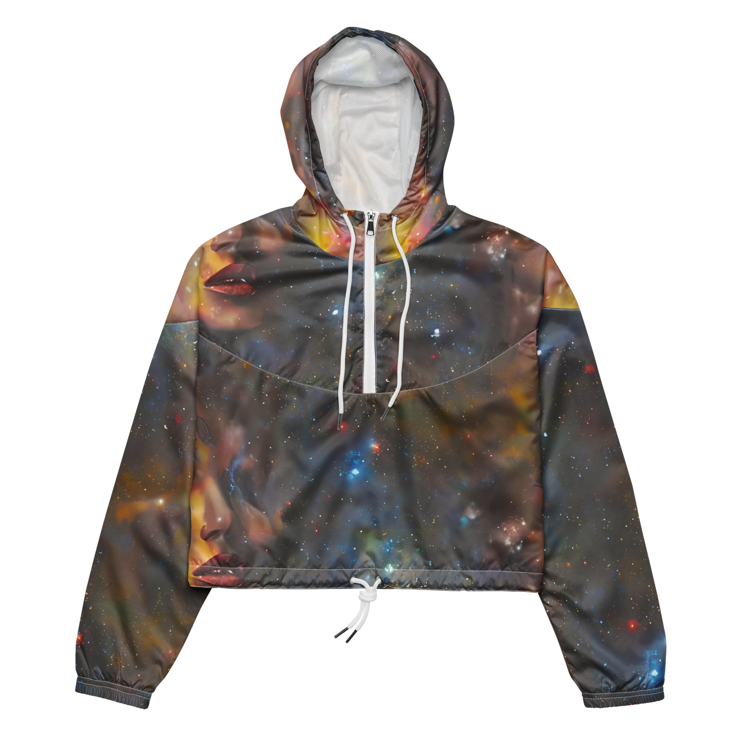 Women's Cropped Windbreaker - Gilded Galaxies