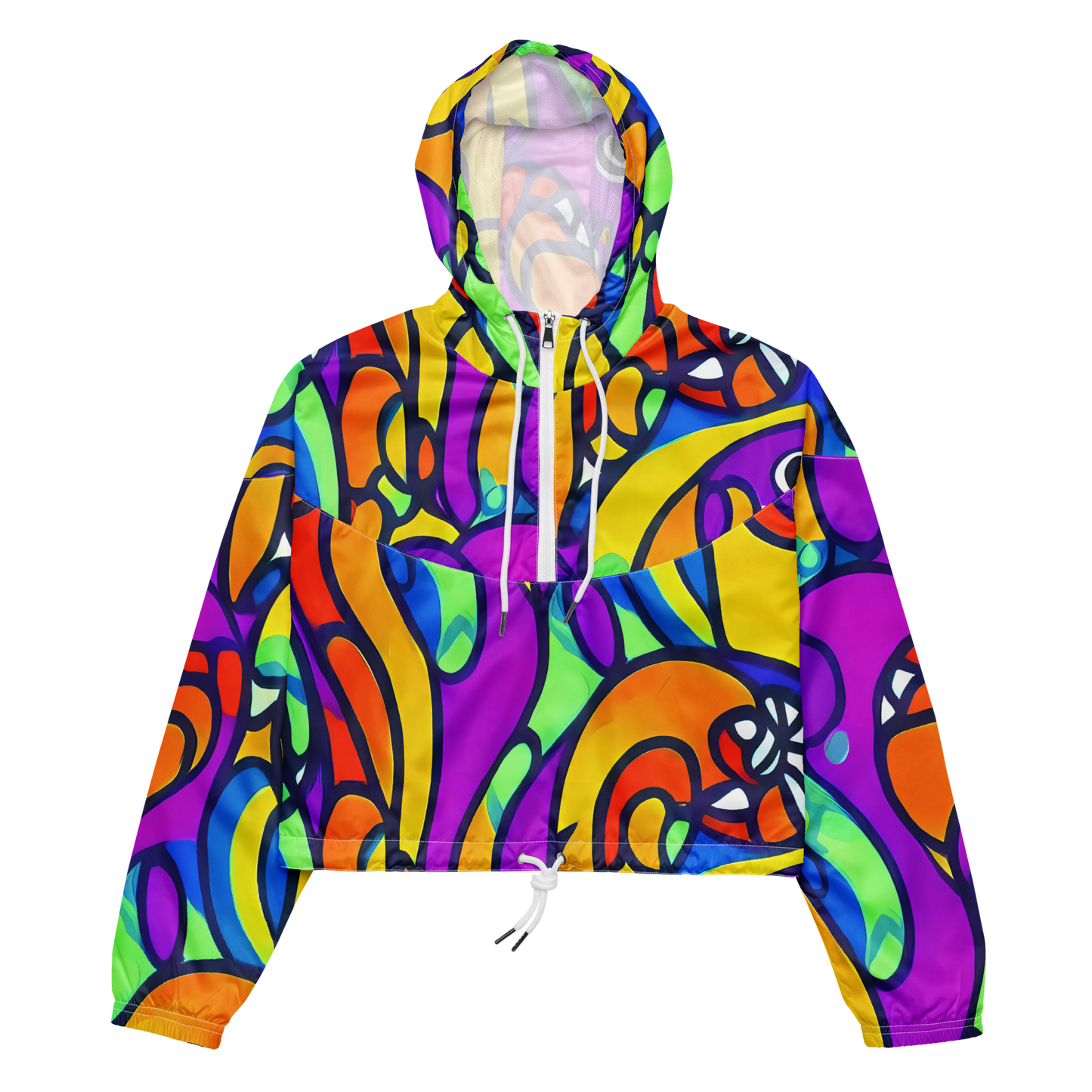 Women's Cropped Windbreaker - Kaleido Fish