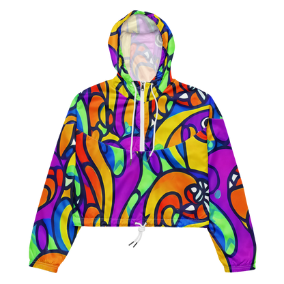 Women's Cropped Windbreaker - Kaleido Fish