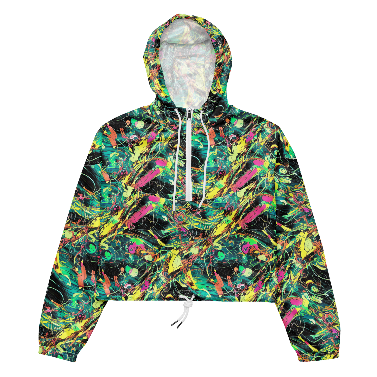 Women's Cropped Windbreaker - Cyborg Whirl