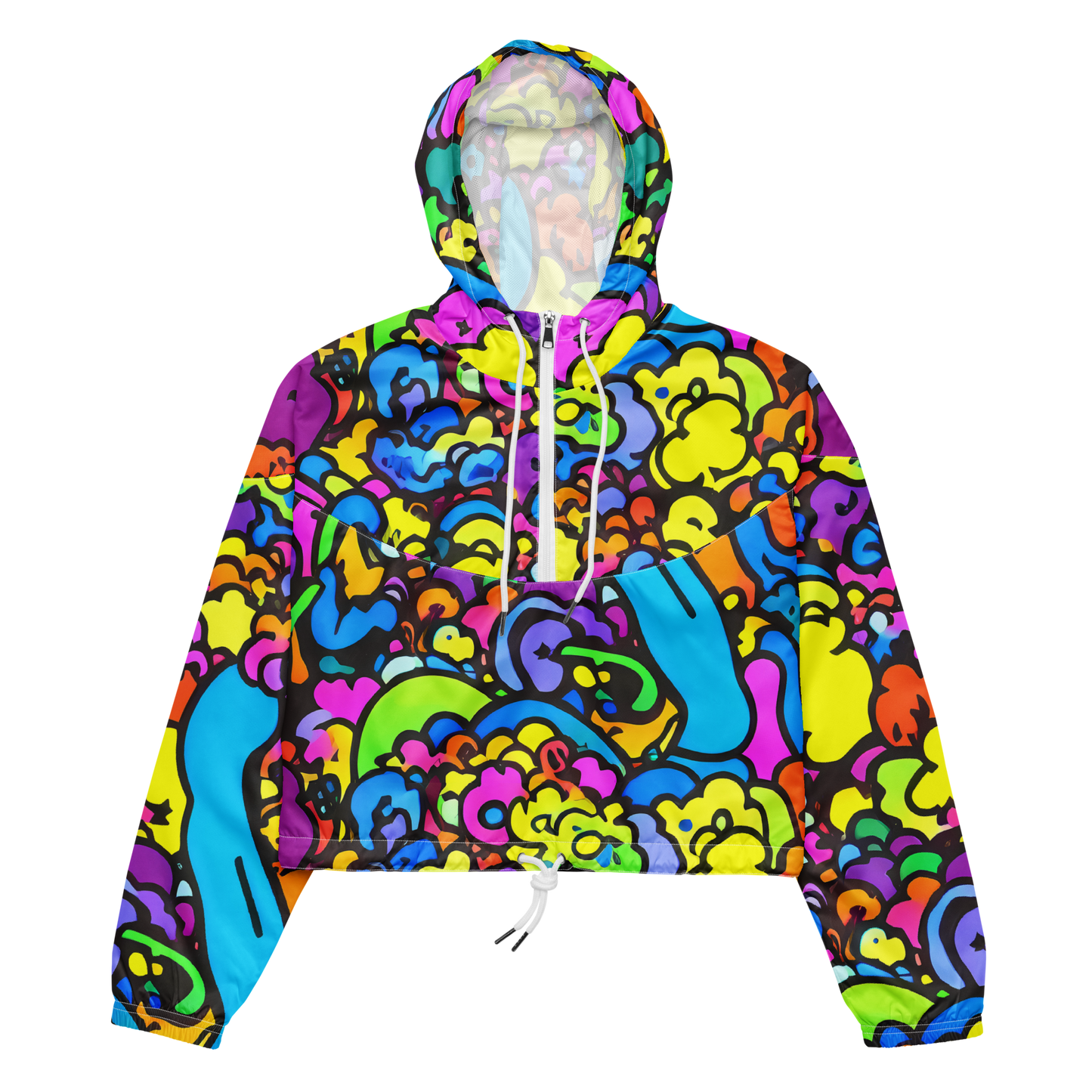 Women's Cropped Windbreaker - Kaleidoscope Garden