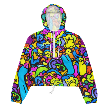 Women's Cropped Windbreaker - Kaleidoscope Garden