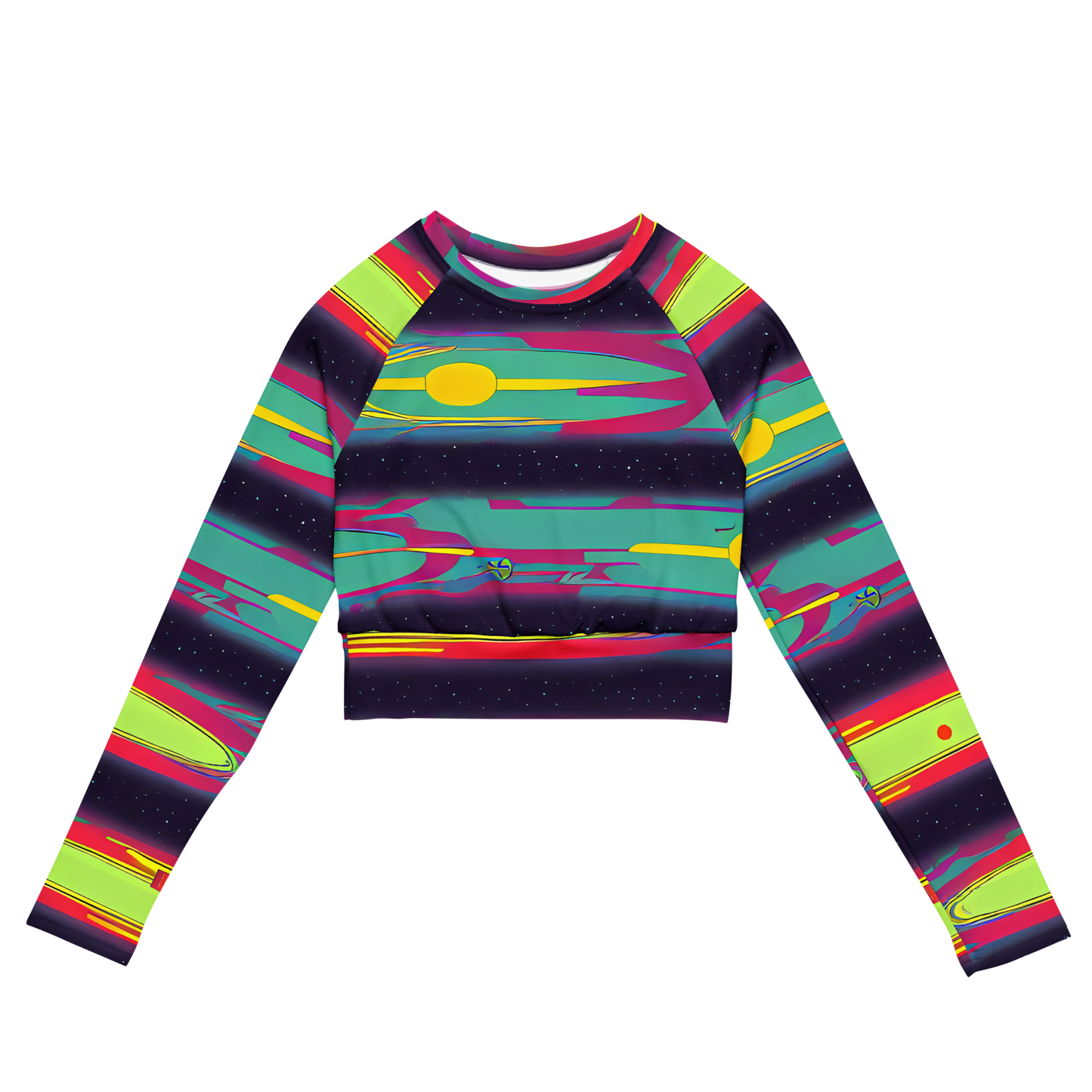 Long Sleeve Crop Top - Astro Pop