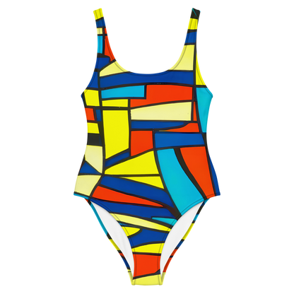 One-Piece Swimsuit - Neon Fractals