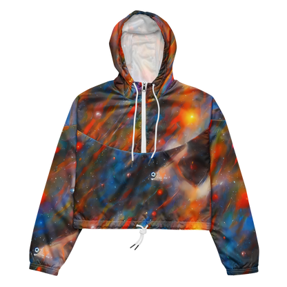 Women's Cropped Windbreaker - Painterly Void