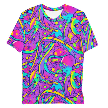 Men's Crew Neck T-Shirt - Neon Galaxy Whirl