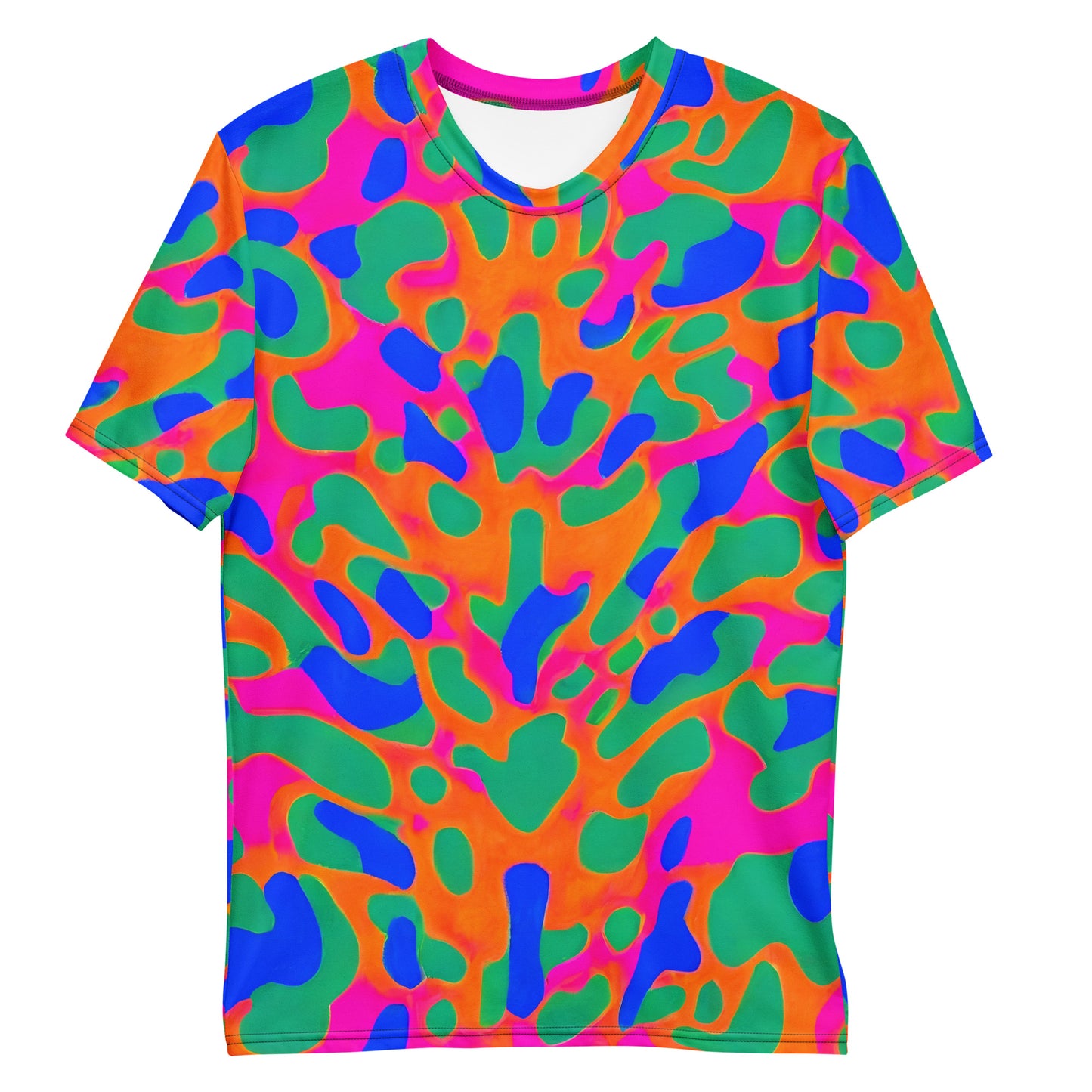 Men's Crew Neck T-Shirt - Fluorescent Camouflage