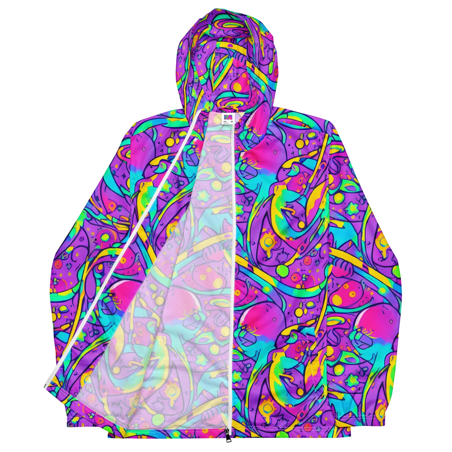 Men's Windbreaker - Neon Galaxy Whirl