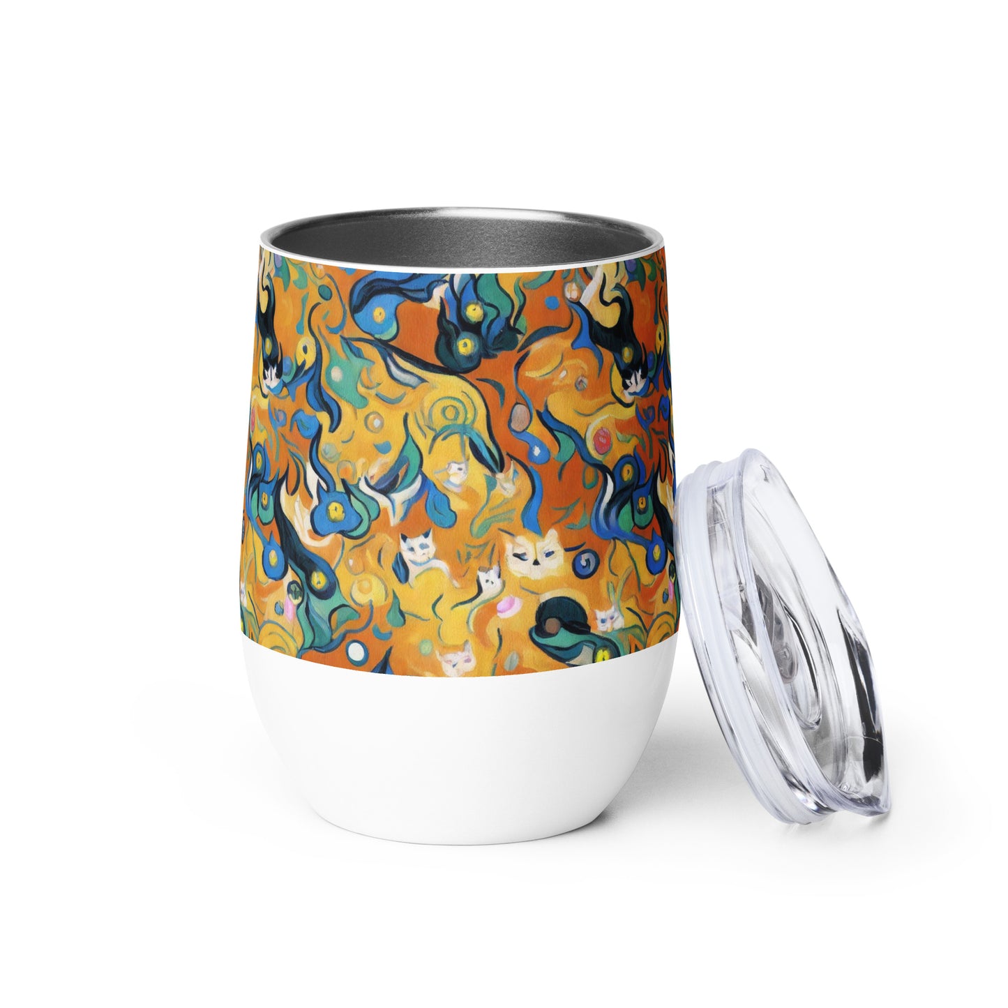 Wine Tumbler - Whimsical Feline Dance