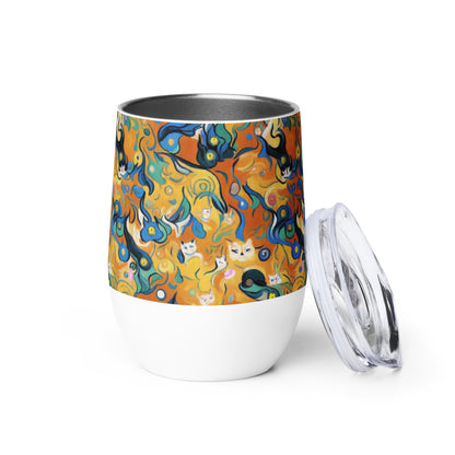 Wine Tumbler - Whimsical Feline Dance