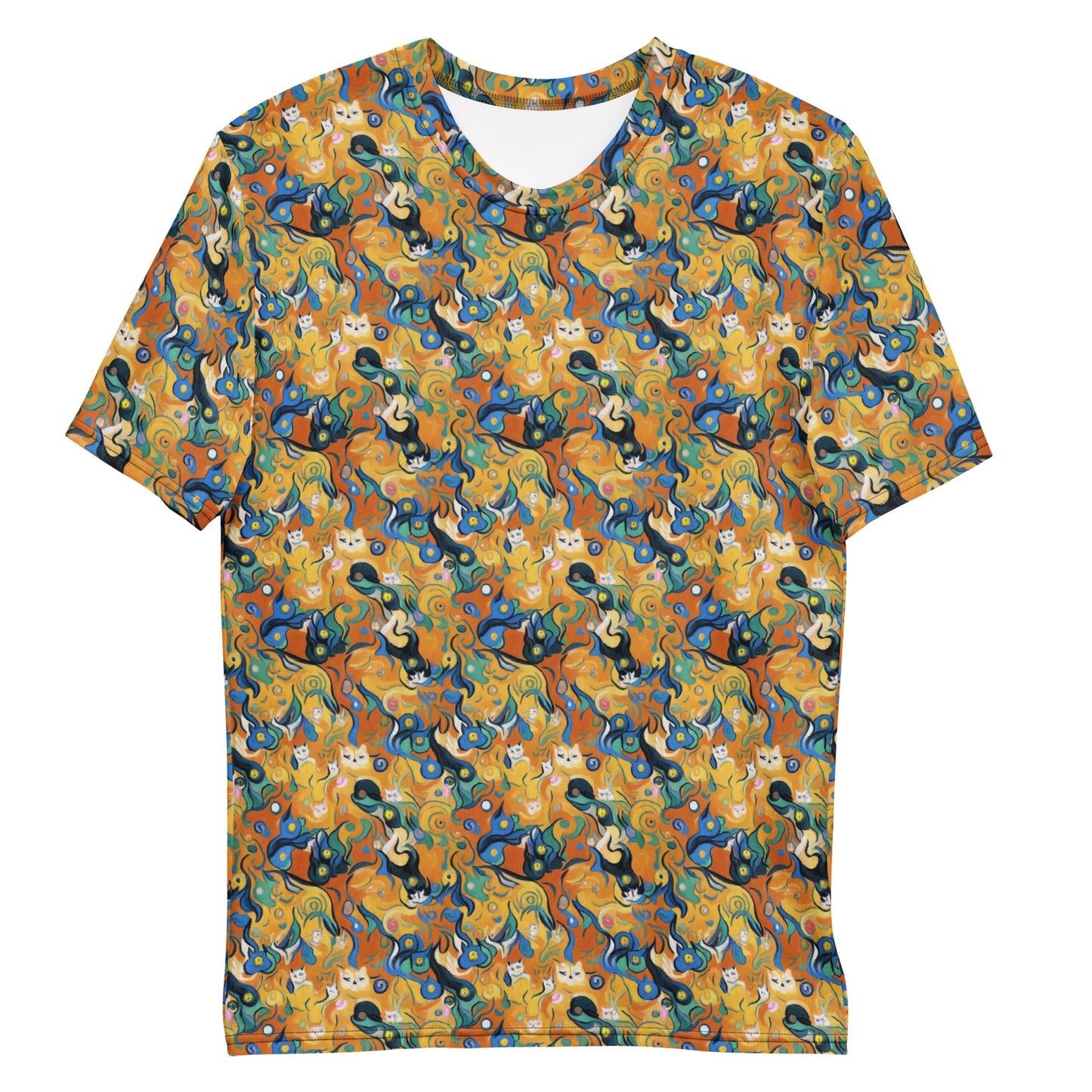 Men's Crew Neck T-Shirt - Whimsical Feline Dance