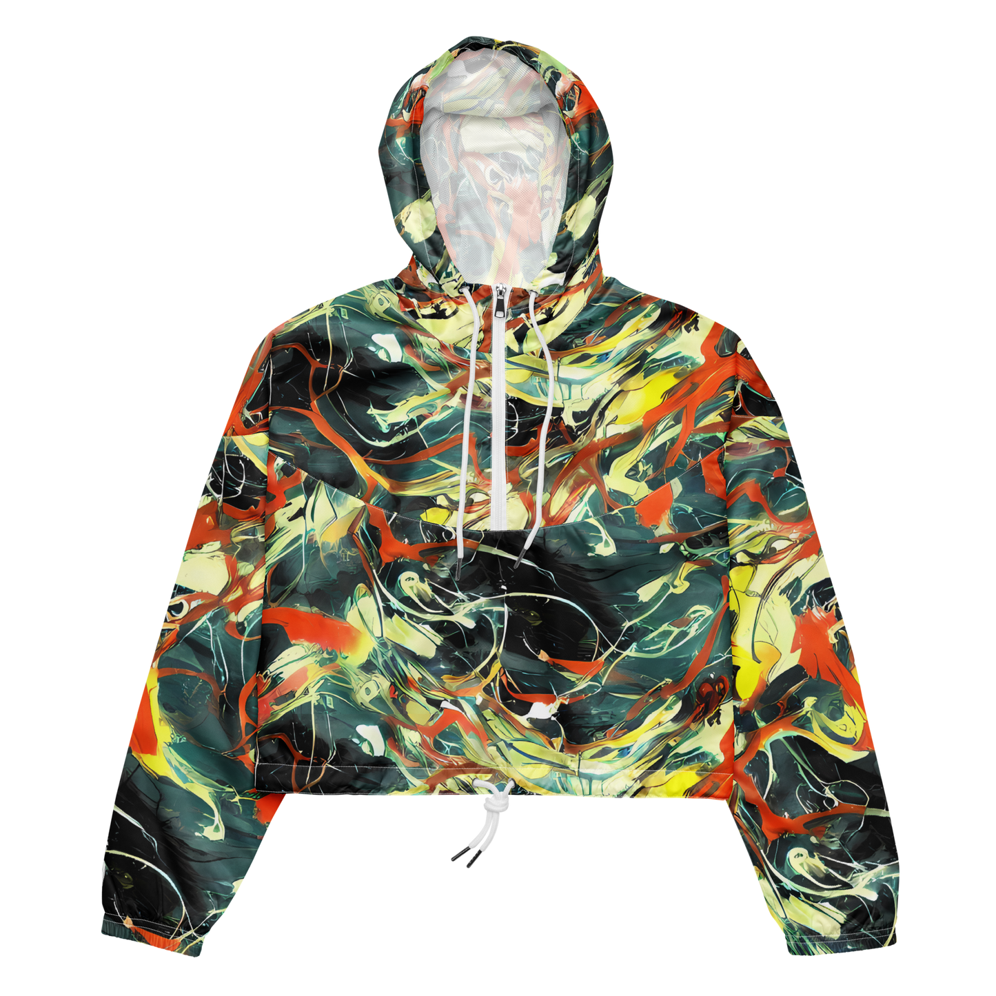 Women's Cropped Windbreaker - Fluid Firestorm