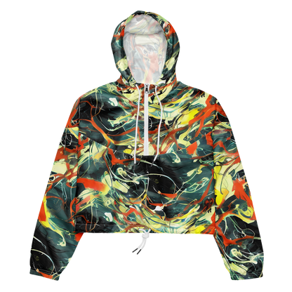 Women's Cropped Windbreaker - Fluid Firestorm