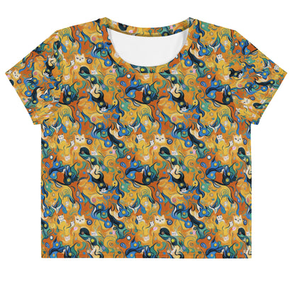 Women's Crop Tee - Whimsical Feline Dance