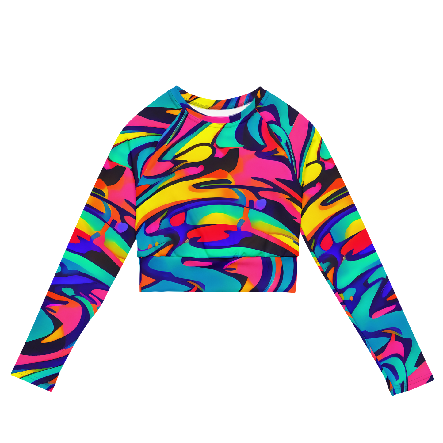 Long Sleeve Crop Top - Electric Ecstasy