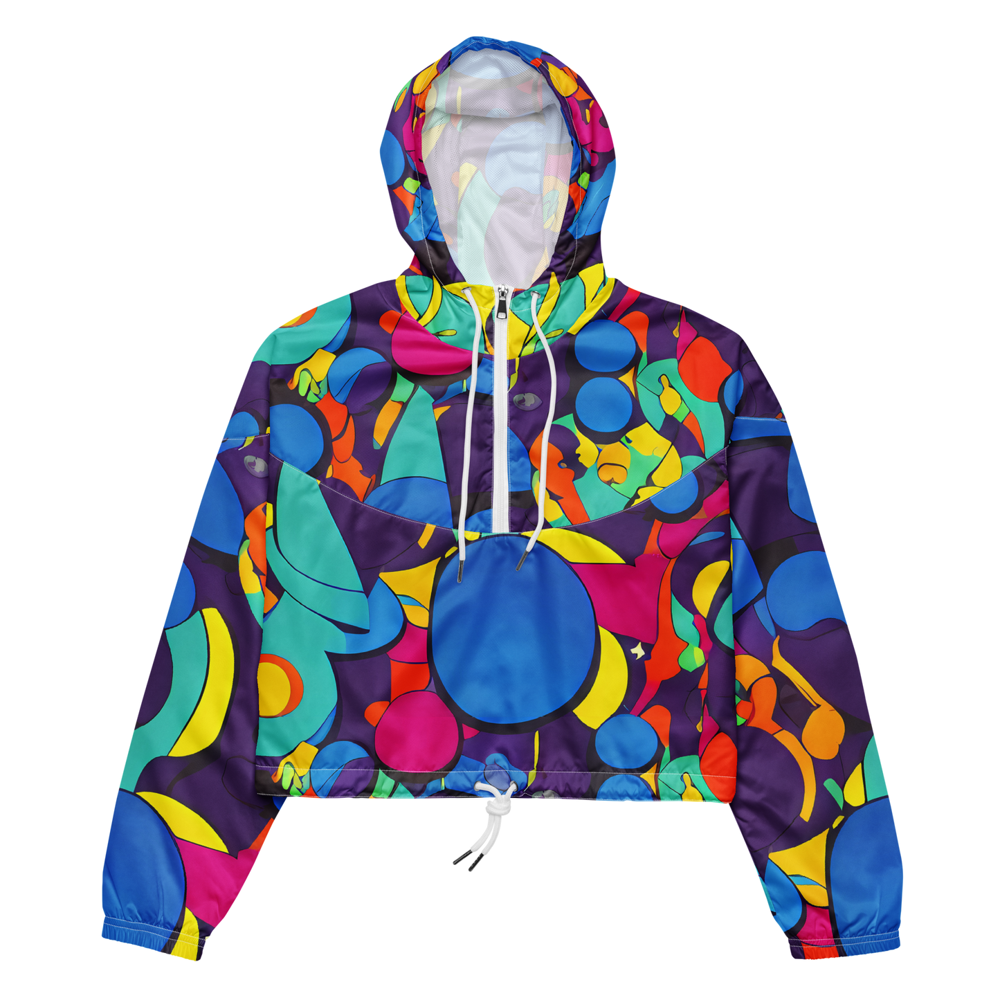 Women's Cropped Windbreaker - Psychedelic Harmony