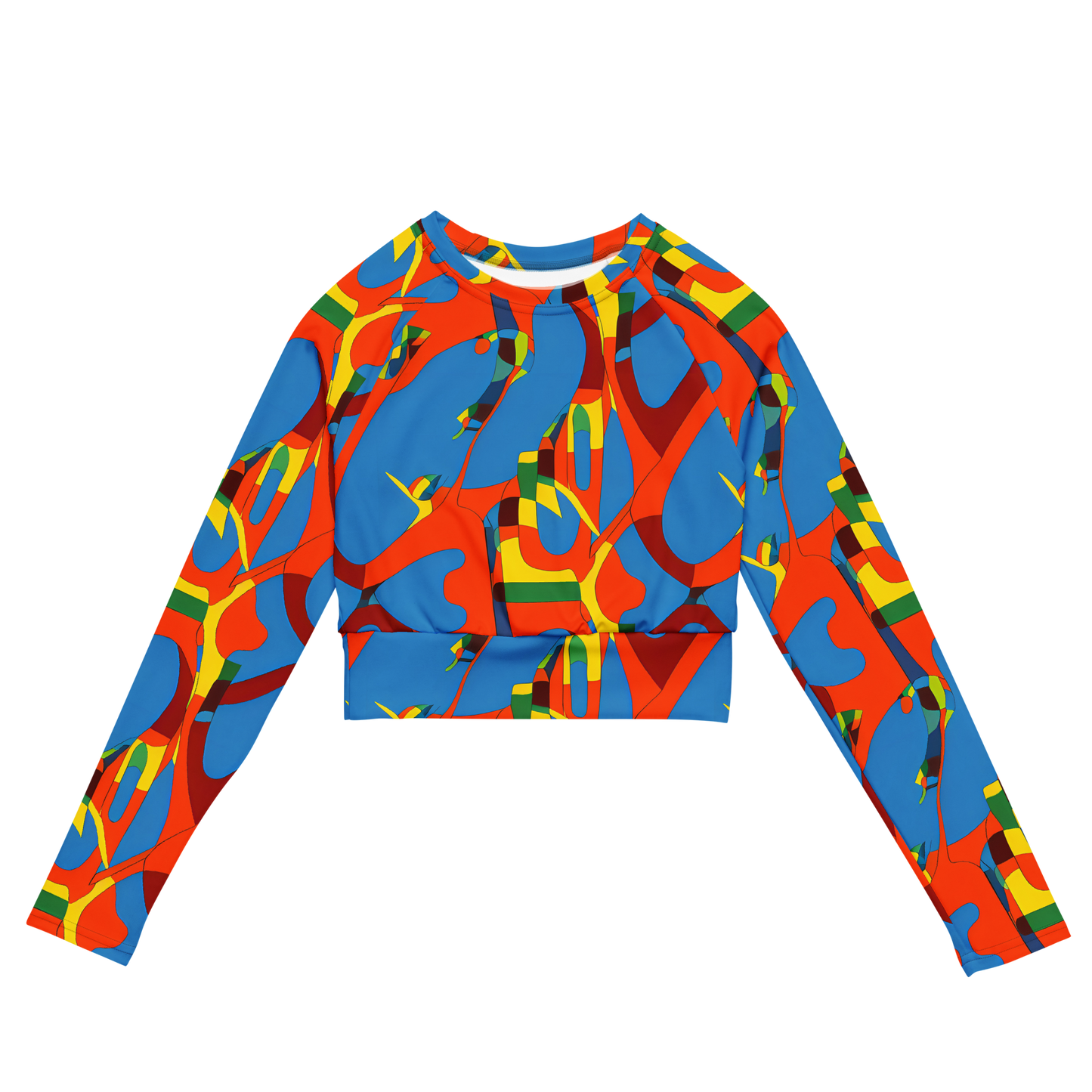 Long Sleeve Crop Top - Fire Ocean Fusion