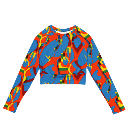 Long Sleeve Crop Top - Fire Ocean Fusion