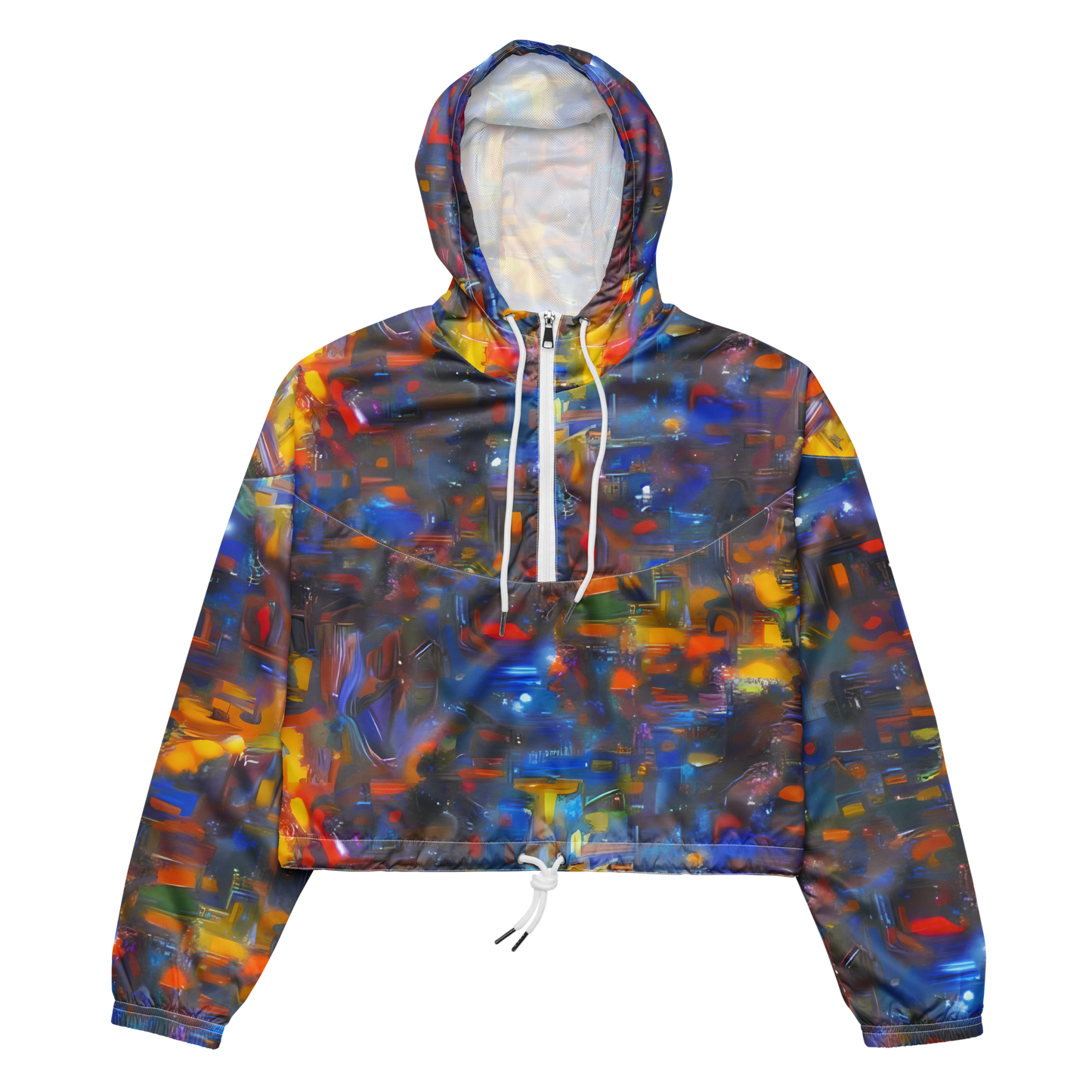 Women's Cropped Windbreaker - Abstract Conflux