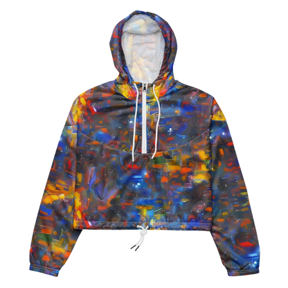 Women's Cropped Windbreaker - Abstract Conflux