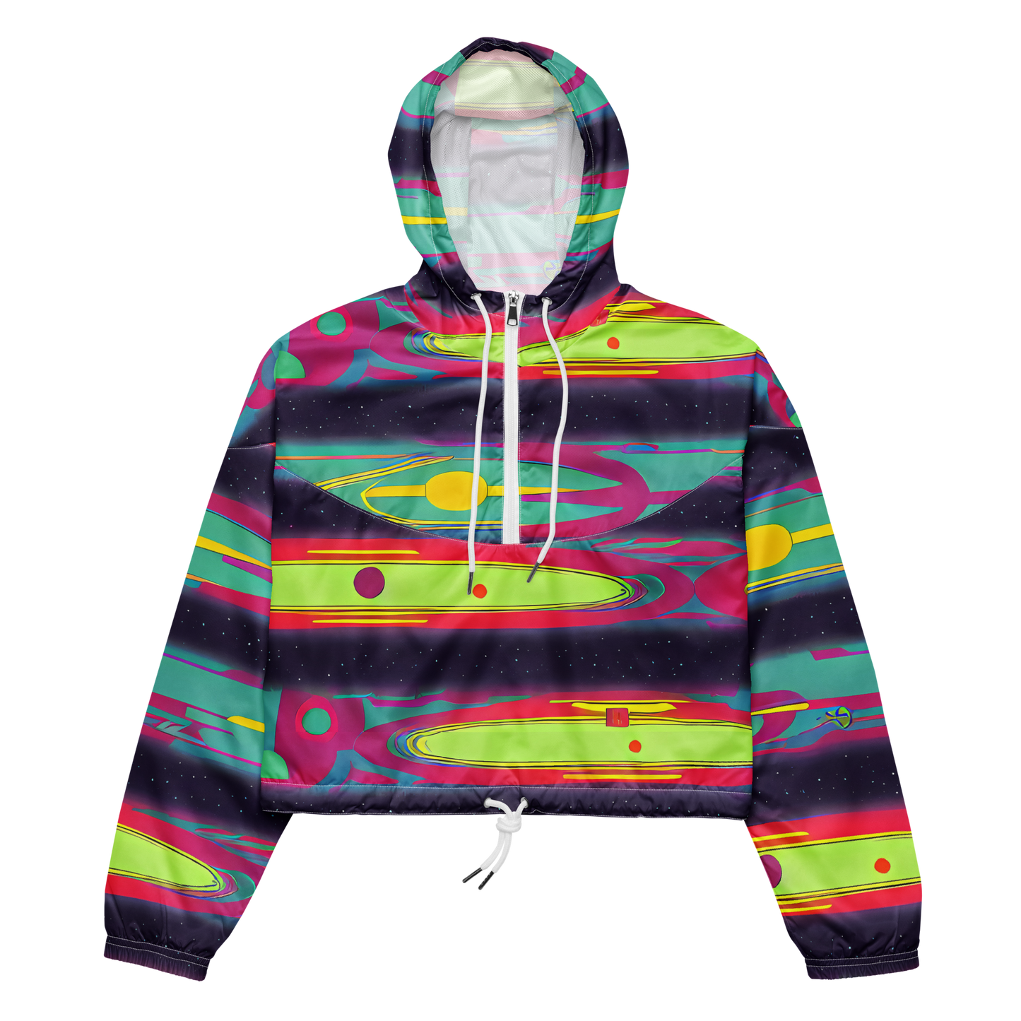 Women's Cropped Windbreaker - Astro Pop