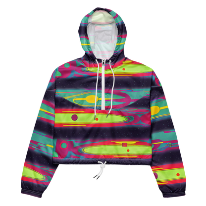 Women's Cropped Windbreaker - Astro Pop