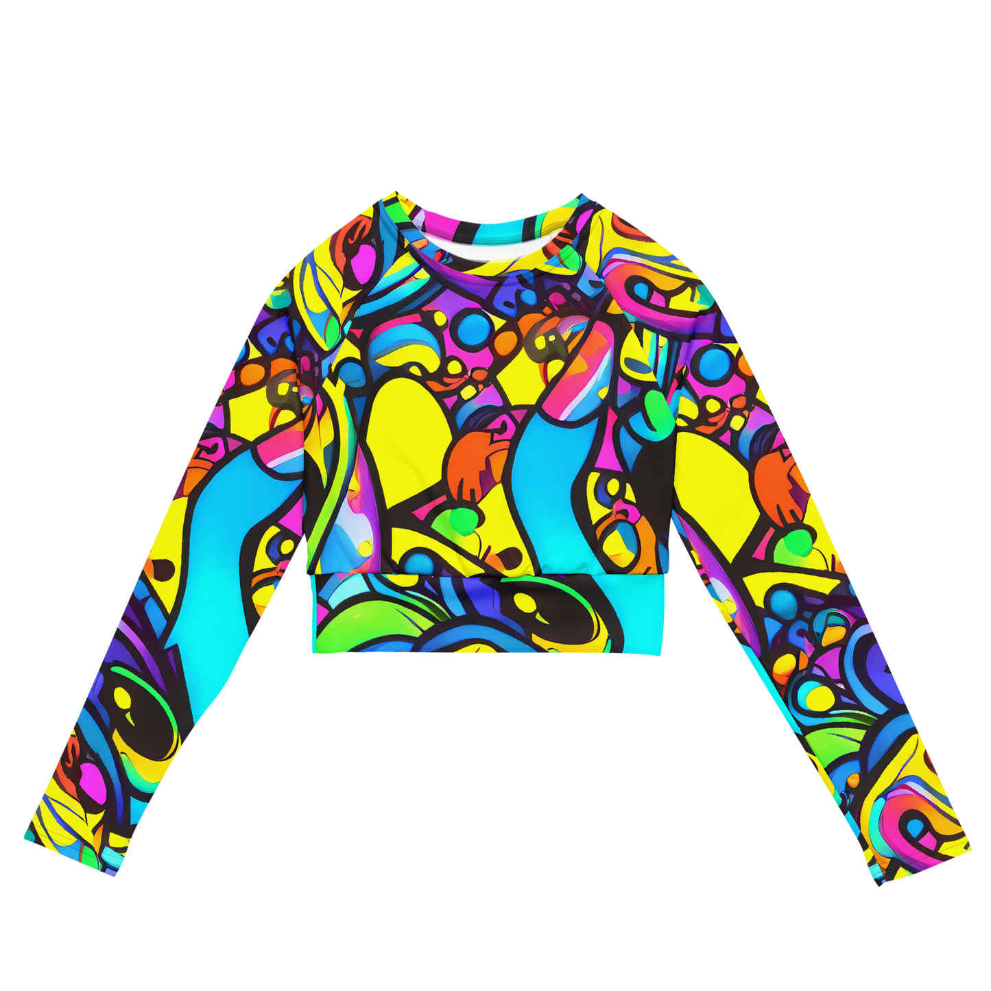 Long Sleeve Crop Top - Kaleidoscopic Flow
