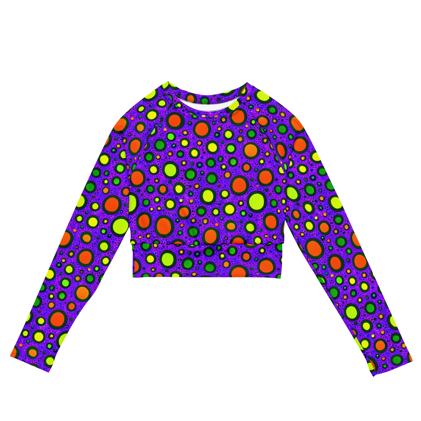 Long Sleeve Crop Top - Luminous Bubbles