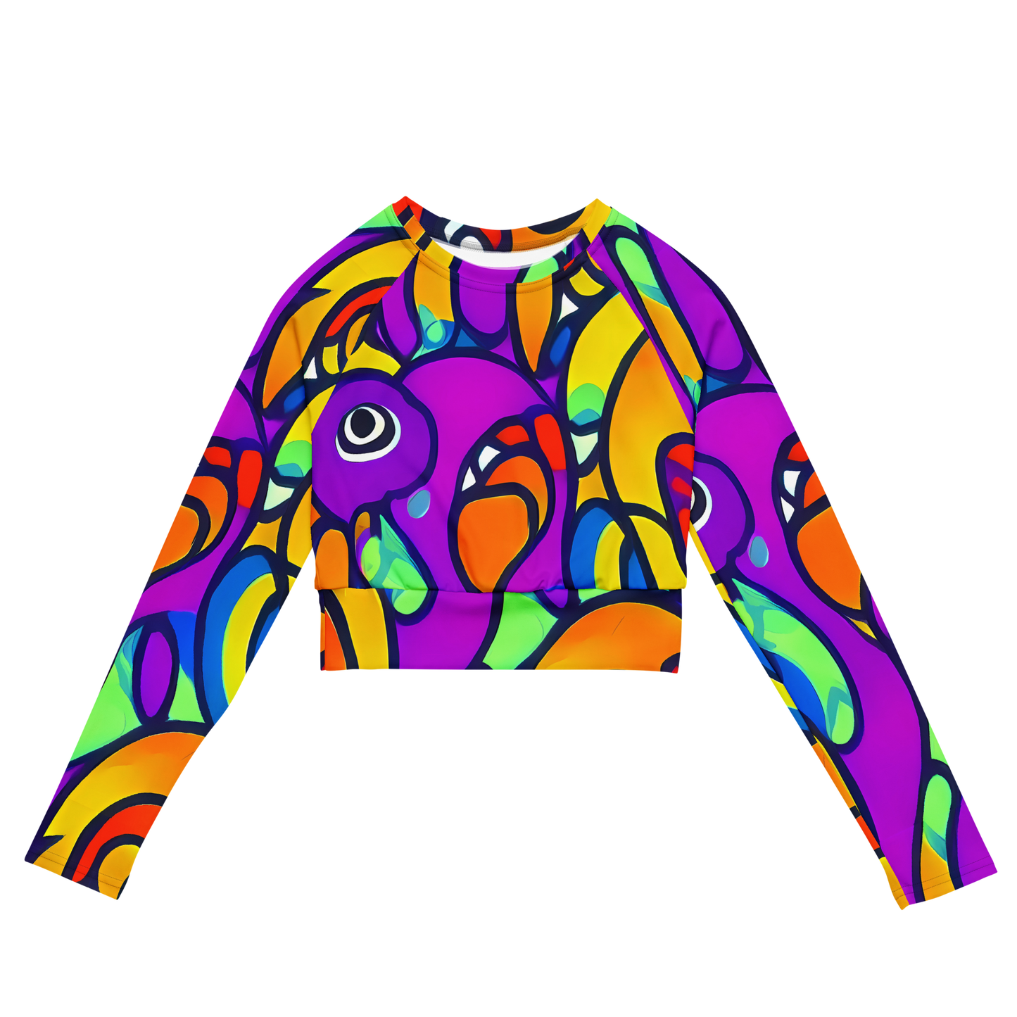 Long Sleeve Crop Top - Kaleido Fish