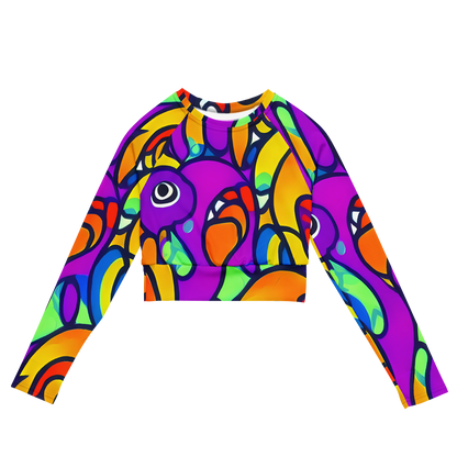 Long Sleeve Crop Top - Kaleido Fish