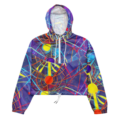 Women's Cropped Windbreaker - Quantum Lattice