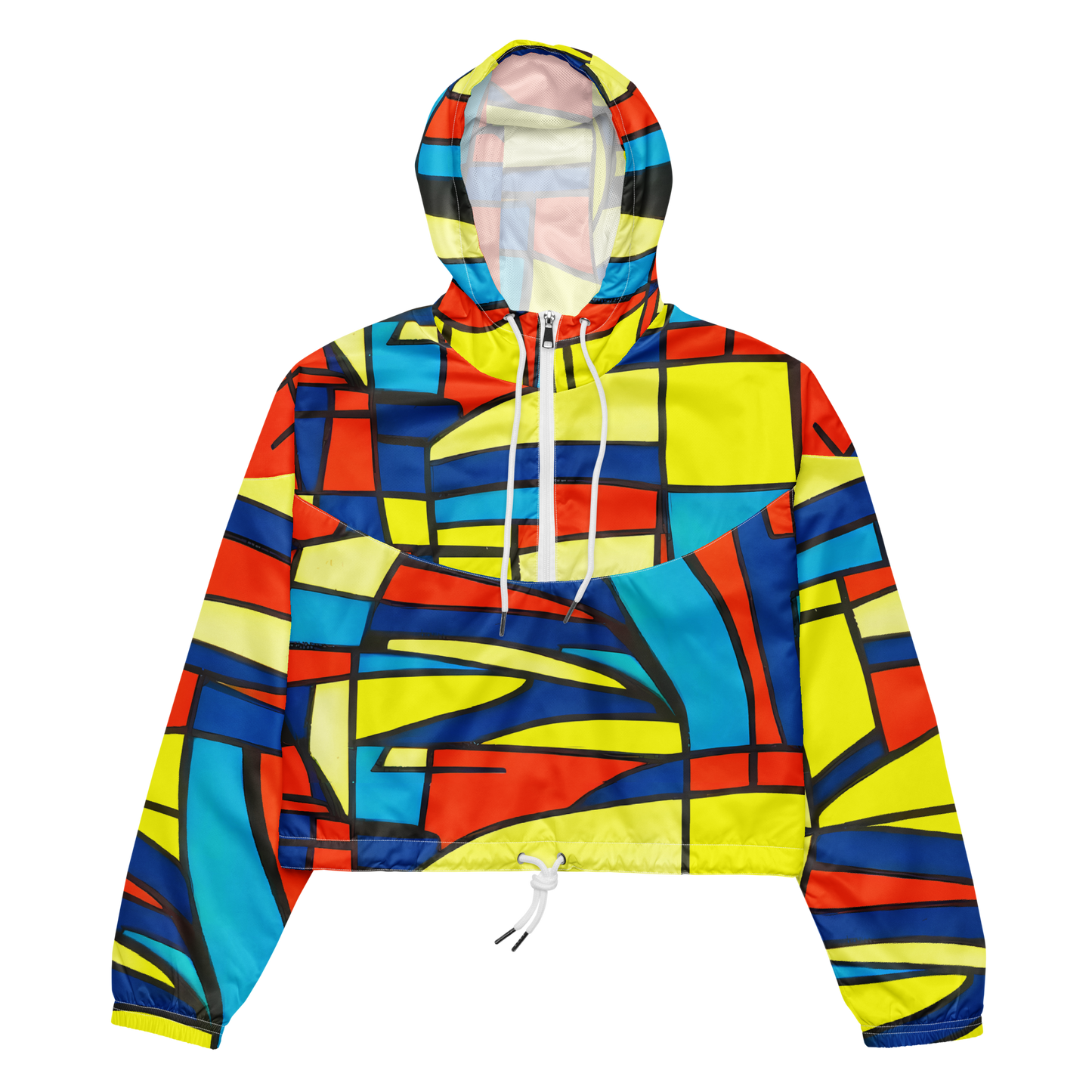 Women's Cropped Windbreaker - Neon Fractals