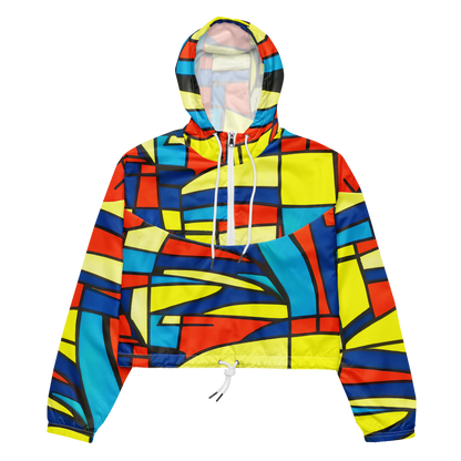 Women's Cropped Windbreaker - Neon Fractals