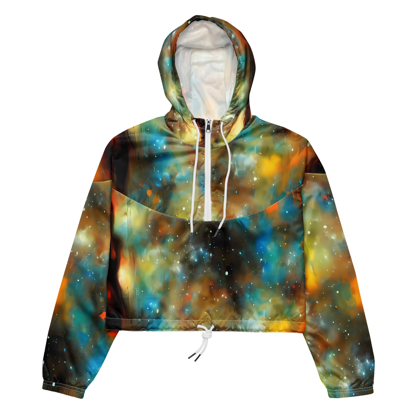 Women's Cropped Windbreaker - Abstract Tapestries