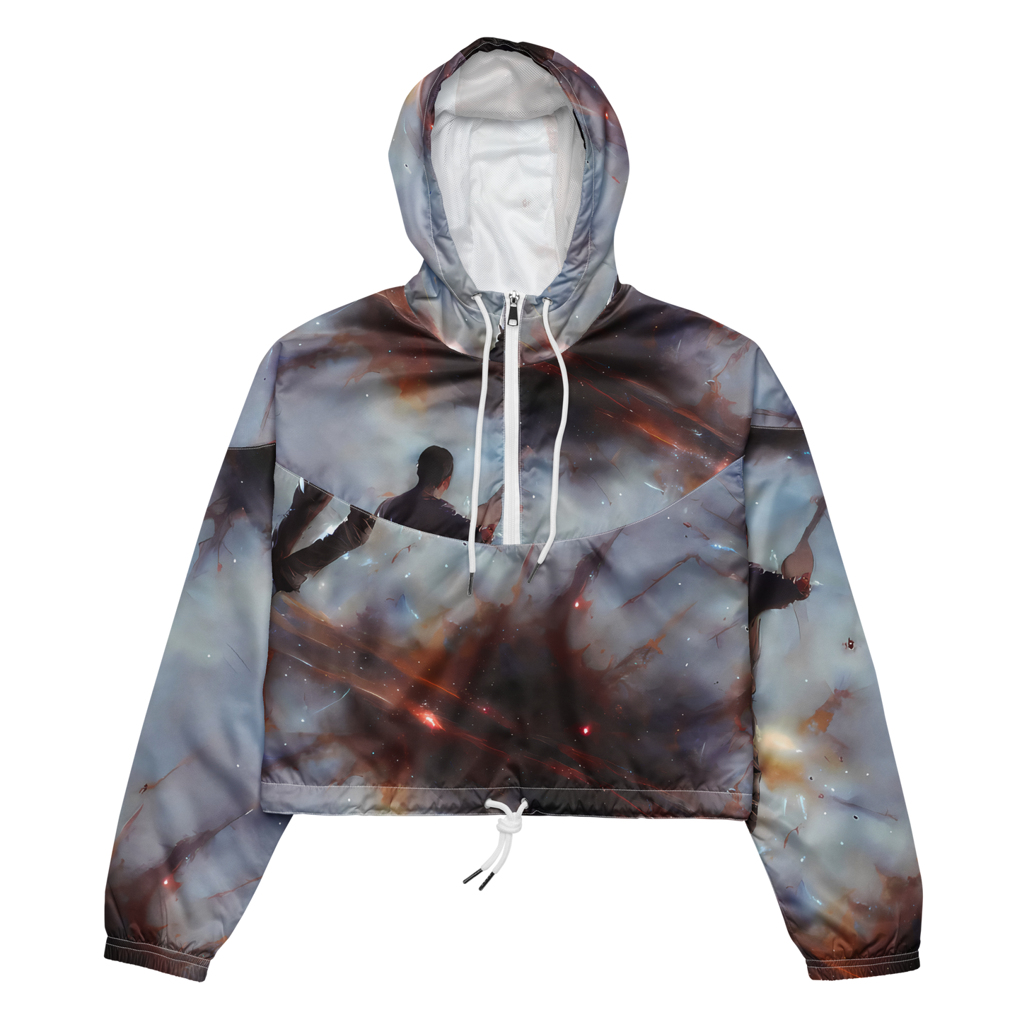 Women's Cropped Windbreaker - Impressionist Void