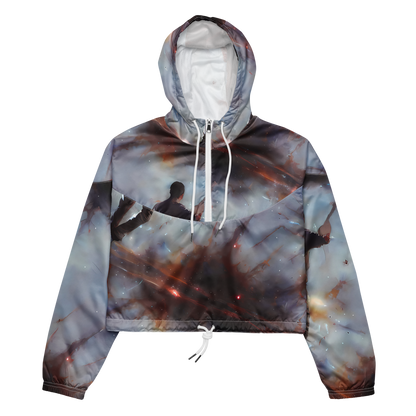 Women's Cropped Windbreaker - Impressionist Void