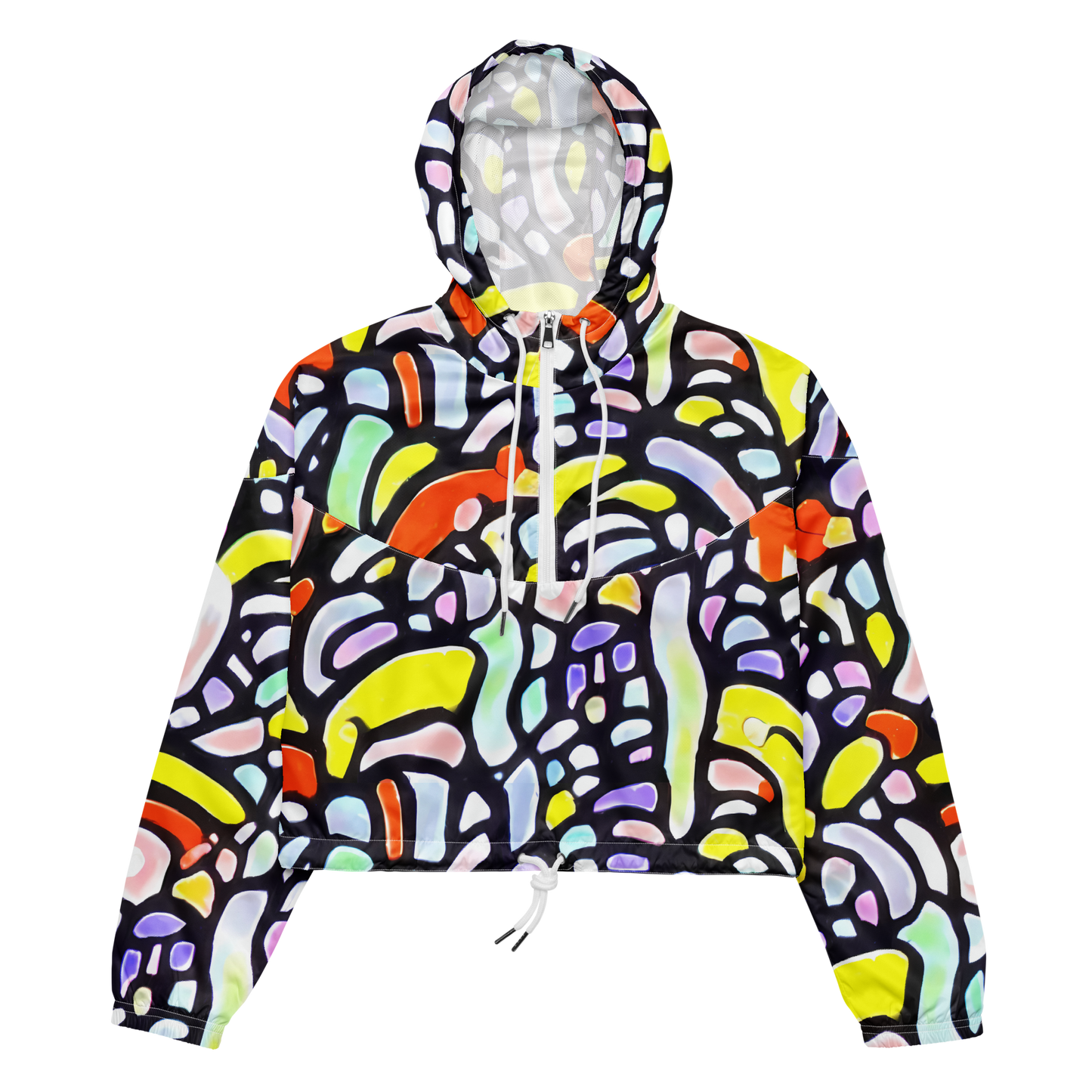 Women's Cropped Windbreaker - Cubist Carousel