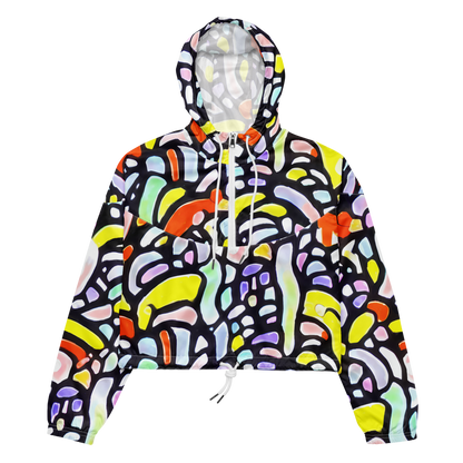 Women's Cropped Windbreaker - Cubist Carousel