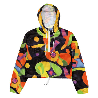 Women's Cropped Windbreaker - Neon Symphony