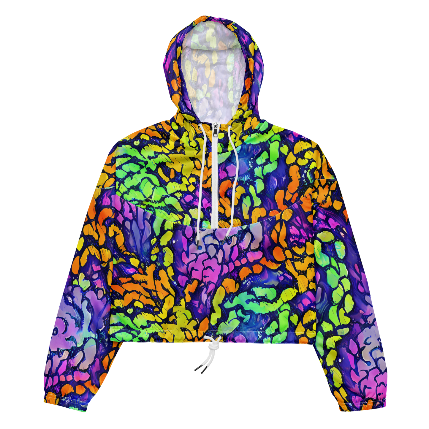 Women's Cropped Windbreaker - Surreal Waveforms