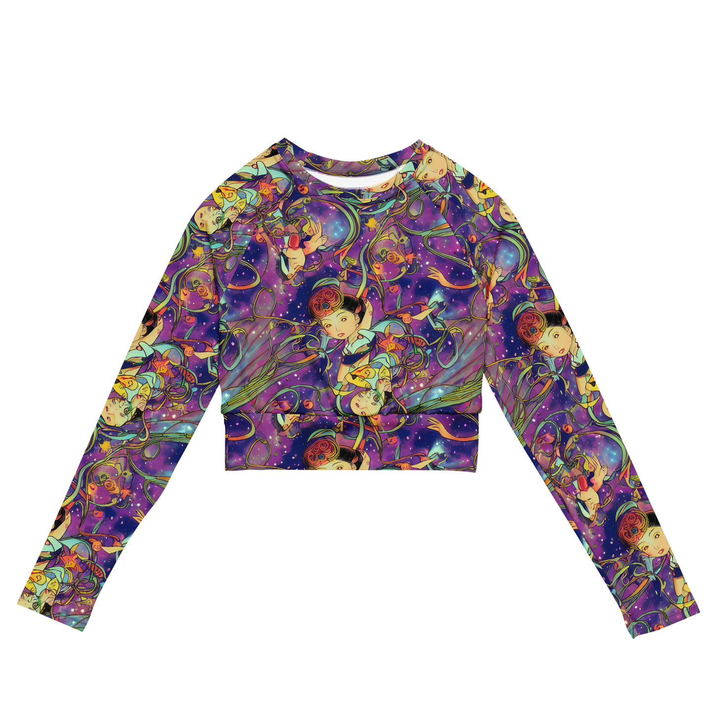 Long Sleeve Crop Top - Spiral of Stardust