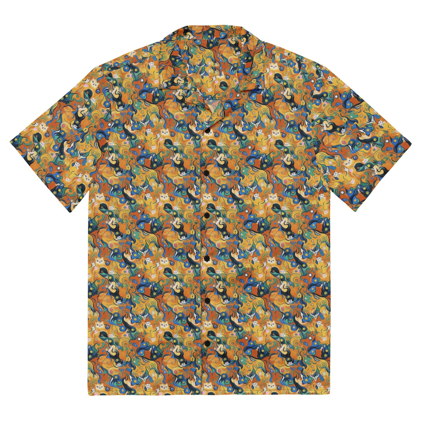 Button Shirt - Whimsical Feline Dance