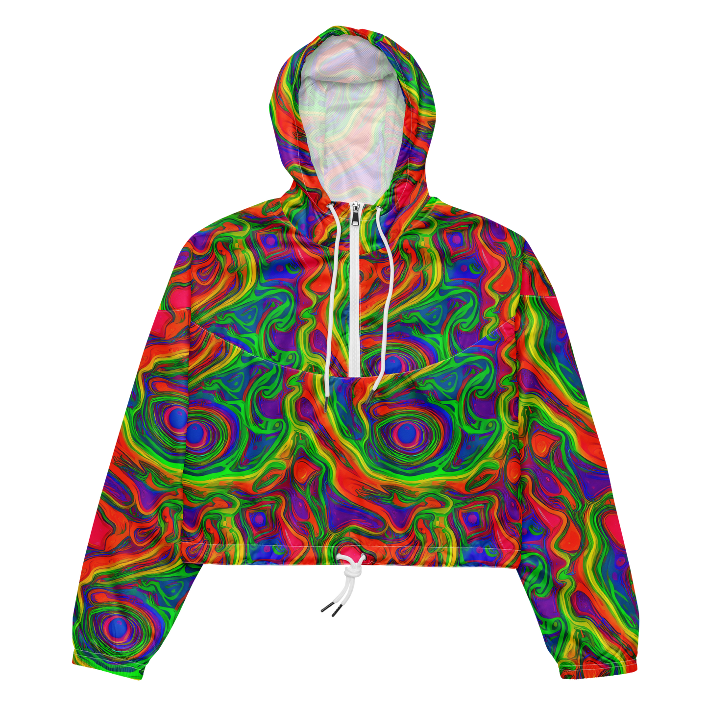 Women's Cropped Windbreaker - Psychedelic Waves